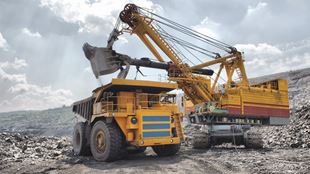 mining trucks in quarry