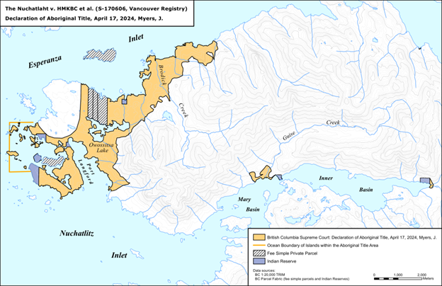 Map to show Aboriginal title had been proven over 11 km2