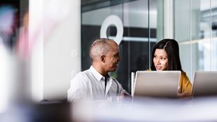 Diverse colleagues working together in office setting