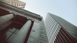 view up of financial buildings