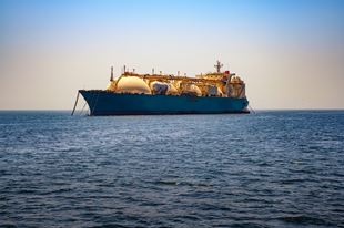 LNG tanker ship sailing in the morning light