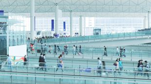 people walking along pathways