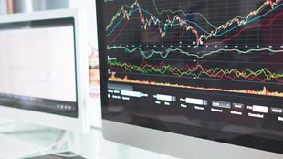 computer screen with charts