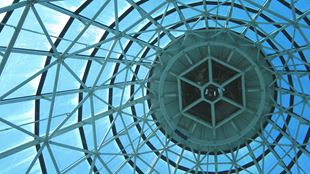 glass window spiral roof
