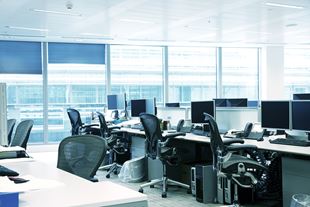 Empty open space office area in corproate building