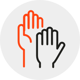 Outline of two raised hands.